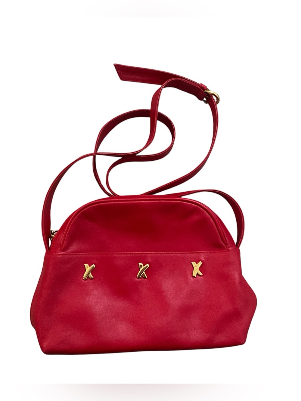Paloma Picasso Red Leather Crossbody with Gold X Hardware